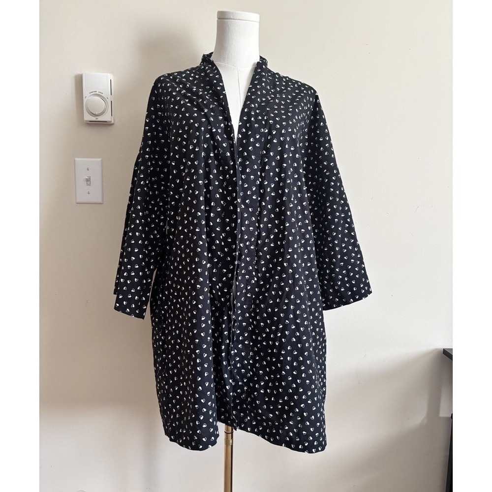 NWT Victorias Secret Heart Robe Black White Cotton Lounge Cute *Missing Belt